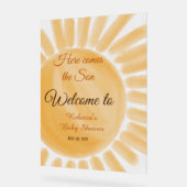 Hier komt het Baby shower Son Sunshine Ray Yellow Acryl Bord (Hoek)