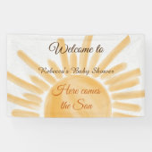 Hier komt het Baby shower Son Sunshine Ray Yellow Spandoek (Horizontaal)