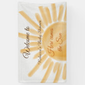 Hier komt het Baby shower Son Sunshine Ray Yellow Spandoek (Verticaal)