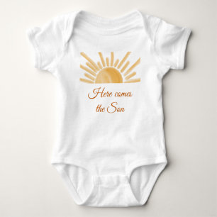 Hier komt het Baby shower Son Sunshine Yellow Ray Romper
