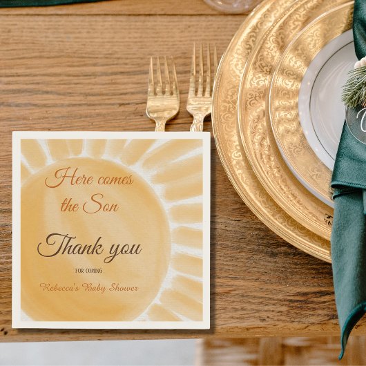 Hier komt het Baby shower Son Sunshine Yellow Ray Servet