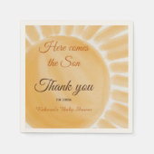 Hier komt het Baby shower Son Sunshine Yellow Ray Servet (Voorkant)