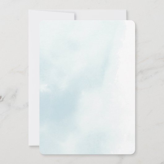 Hier komt het Baby shower Son Waterverf Boy. Kaart (Achterkant)