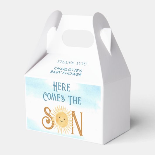 Hier komt het Baby shower van de jongen Bedankdoosjes (Achterkant)