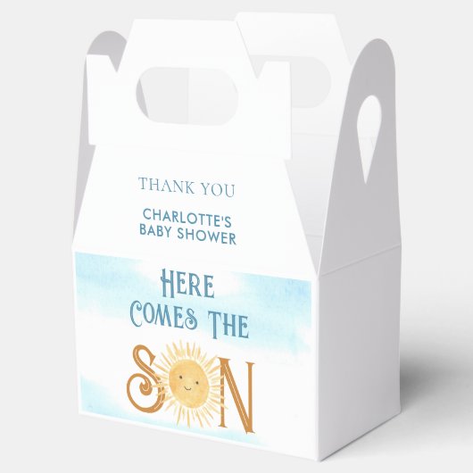 Hier komt het Baby shower van de jongen Bedankdoosjes (Geopend)