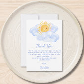 Hier komt het Baby shower van de jongen Bedankkaart