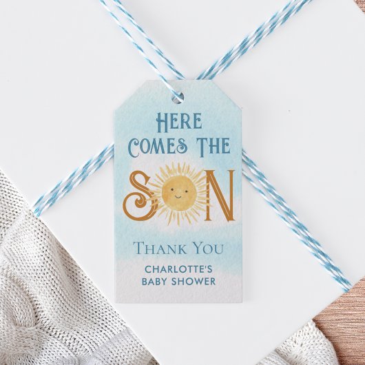 Hier komt het Baby shower van de jongen Cadeaulabel