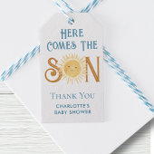 Hier komt het Baby shower van de jongen Cadeaulabel