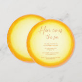 Hier komt het baby shower van de jongenszoon kaart (Voorkant / Achterkant)