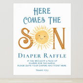 Hier komt het Baby shower van de Son Diaper Raffle Poster