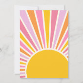 Hier komt het Baby shower van de Sun Girl Kaart (Achterkant)