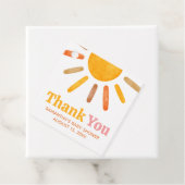 Hier komt het Baby shower van de zon Bedankjes Labels (In situ)