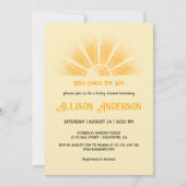 Hier komt het Baby shower van de zon Kaart (Voorkant)