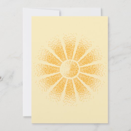 Hier komt het Baby shower van de zon Kaart (Achterkant)