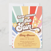 Hier komt het Baby shower van de zon Kaart (Voorkant)