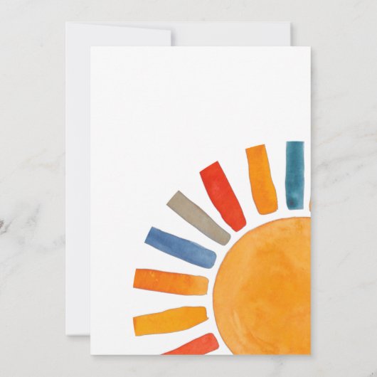 Hier komt het Baby shower van de zon Kaart (Achterkant)