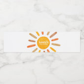 Hier komt het Baby shower van de zon Waterfles Etiket (Enkel label)