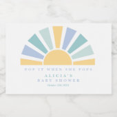 Hier komt het Baby shower van de Zonneeuwige Zonne Sparkling Wijnetiket (Enkel label)