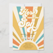 Hier komt het Baby shower van de Zonneeuwjongen-re Kaart (Voorkant)