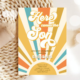 Hier komt het Baby shower van de Zonneeuwjongen-re Kaart