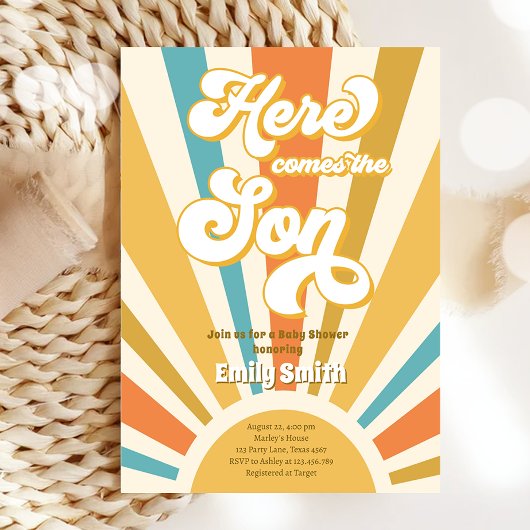 Hier komt het Baby shower van de Zonneeuwjongen-re Kaart