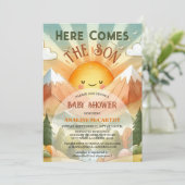 Hier komt het Baby shower van de Zonnezonne-instal Kaart (Staand voorkant)