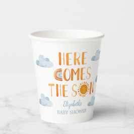 Hier komt het Baby shower van de Zonnezonne-instal Papieren Bekers