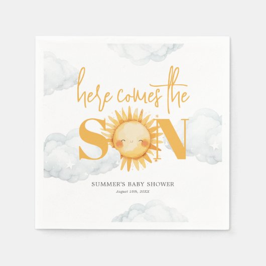 Hier komt het Baby shower van de Zonnezonne-instal Servet (Voorkant)