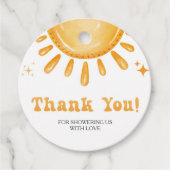 Hier komt het Baby shower van de zoon Bedankjes Labels (Voorkant)