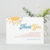 Hier komt het Baby shower van de zoon Bedankkaart (Staand voorkant)