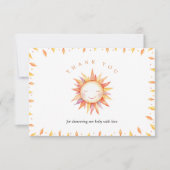 Hier komt het Baby shower van de Zoon dank u kaart (Voorkant)