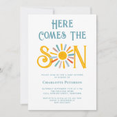 Hier komt het Baby shower van de zoon Kaart (Voorkant)