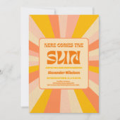 Hier komt het Baby shower van de zoon Kaart (Voorkant)