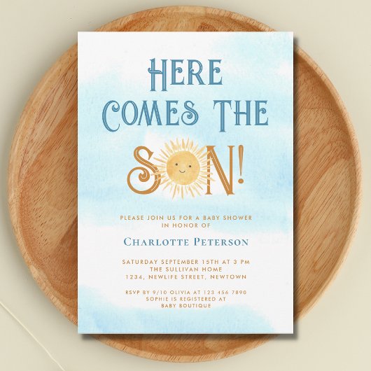 Hier komt het Baby shower van de zoon Kaart