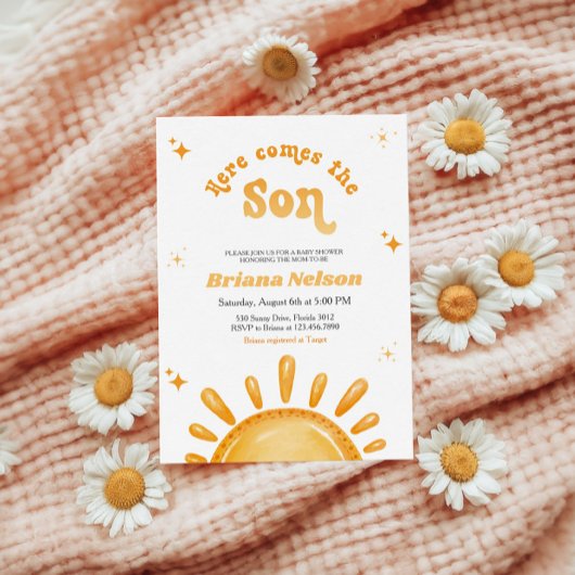 Hier komt het Baby shower van de zoon Kaart