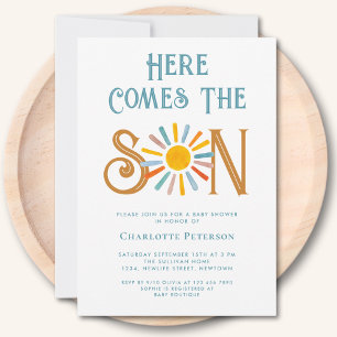 Hier komt het Baby shower van de zoon Kaart