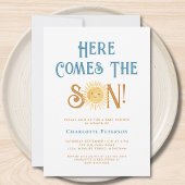 Hier komt het Baby shower van de zoon Kaart