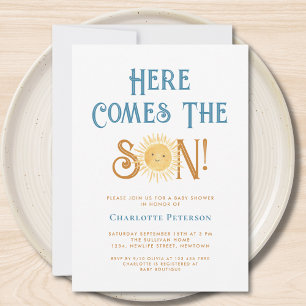 Hier komt het Baby shower van de zoon Kaart