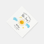 Hier komt het Baby shower van de zoon Napkins Servet (Hoek)