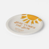 Hier komt het Baby shower van de zoon Papieren Bordje (Gekanteld)