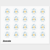 Hier komt het Baby shower van de zoon Ronde Sticker (Vel)