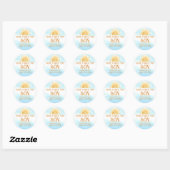 Hier komt het Baby shower van de zoon Ronde Sticker (Vel)