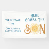 Hier komt het Baby shower van de zoon Spandoek (Horizontaal)