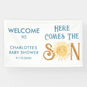 Hier komt het Baby shower van de zoon Spandoek (Horizontaal)