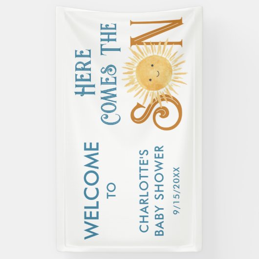 Hier komt het Baby shower van de zoon Spandoek (Verticaal)