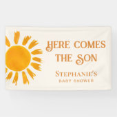 Hier komt het Baby shower van de zoon Spandoek (Horizontaal)