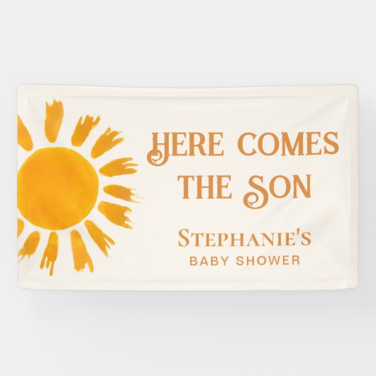 Hier komt het Baby shower van de zoon Spandoek (Horizontaal)