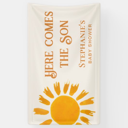 Hier komt het Baby shower van de zoon Spandoek (Verticaal)