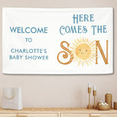 Hier komt het Baby shower van de zoon Spandoek