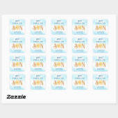 Hier komt het Baby shower van de zoon Vierkante Sticker (Vel)